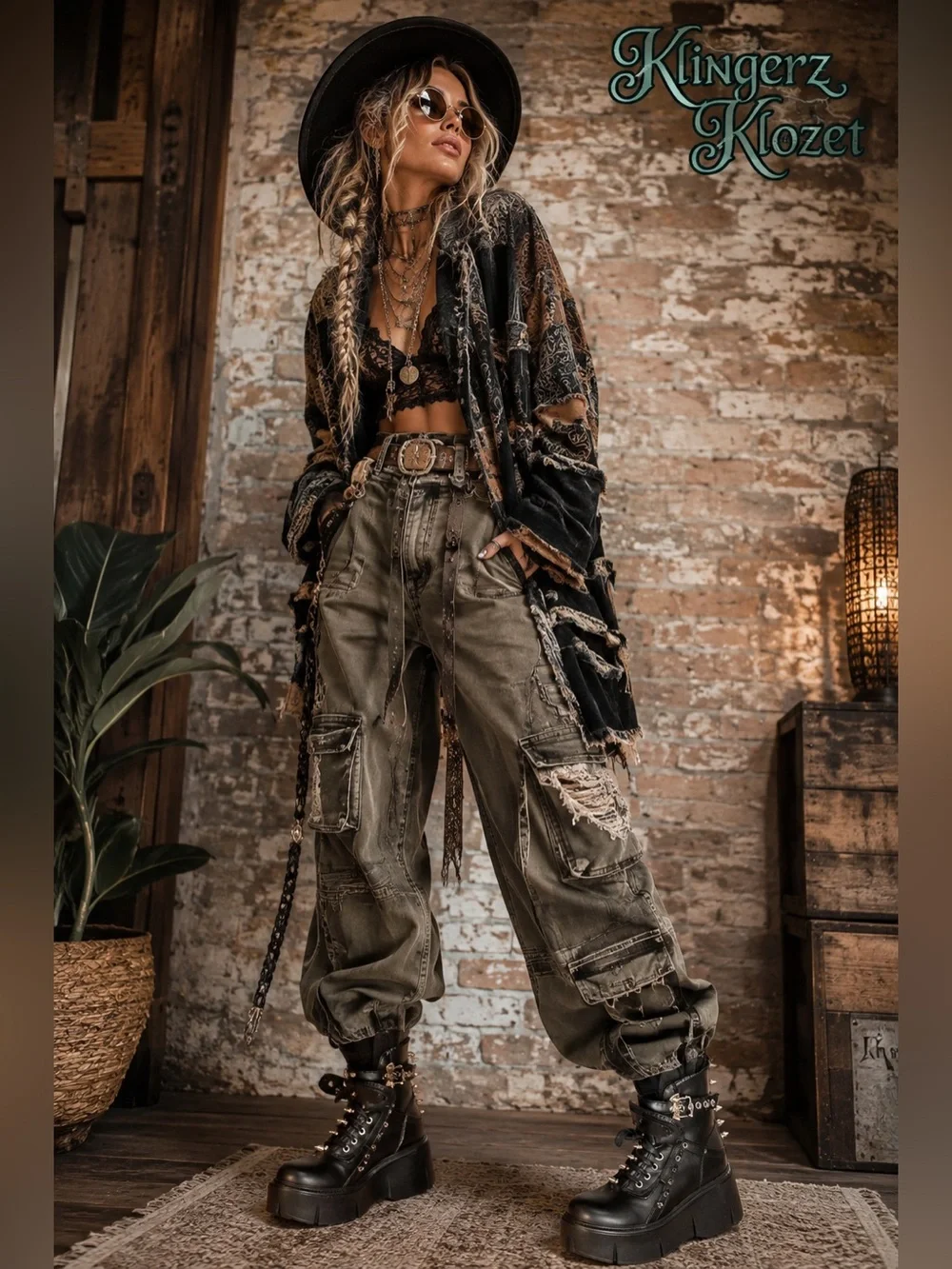 Black Studded Platform Combat Boots | Gothic Bat Buckle | Punk Grunge